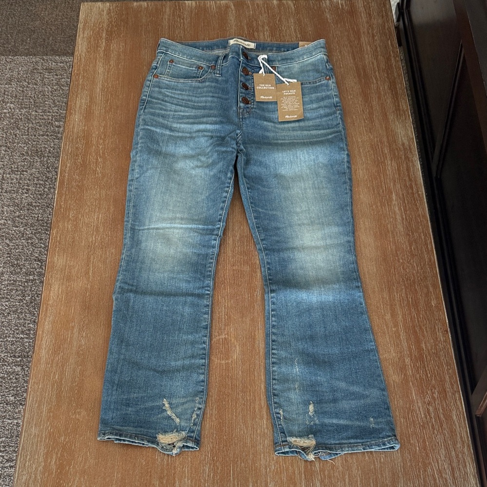 Madewell Distressed Blue Boot Cut Jeans